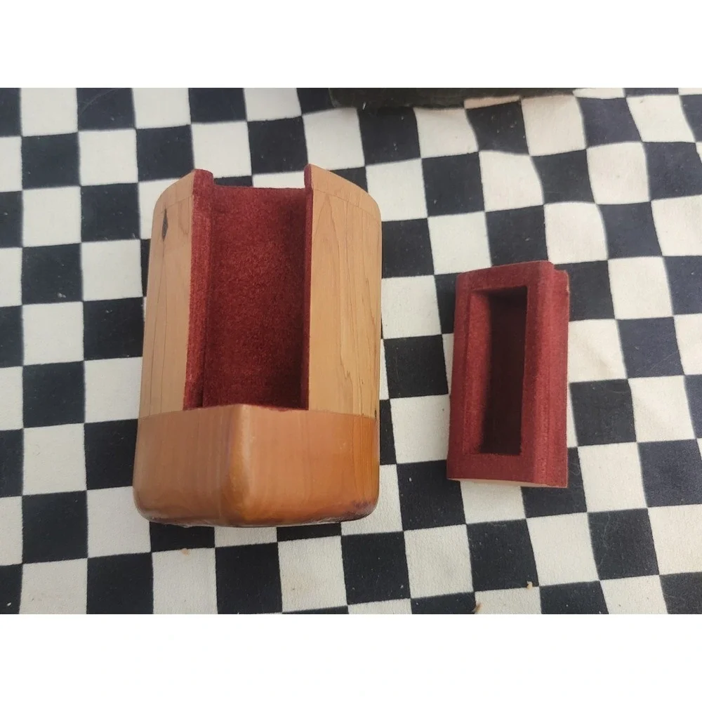 Hand-Carved Cedar Heart Secret Box •‎ Puzzle Drawer • Rustic Wood Trinket